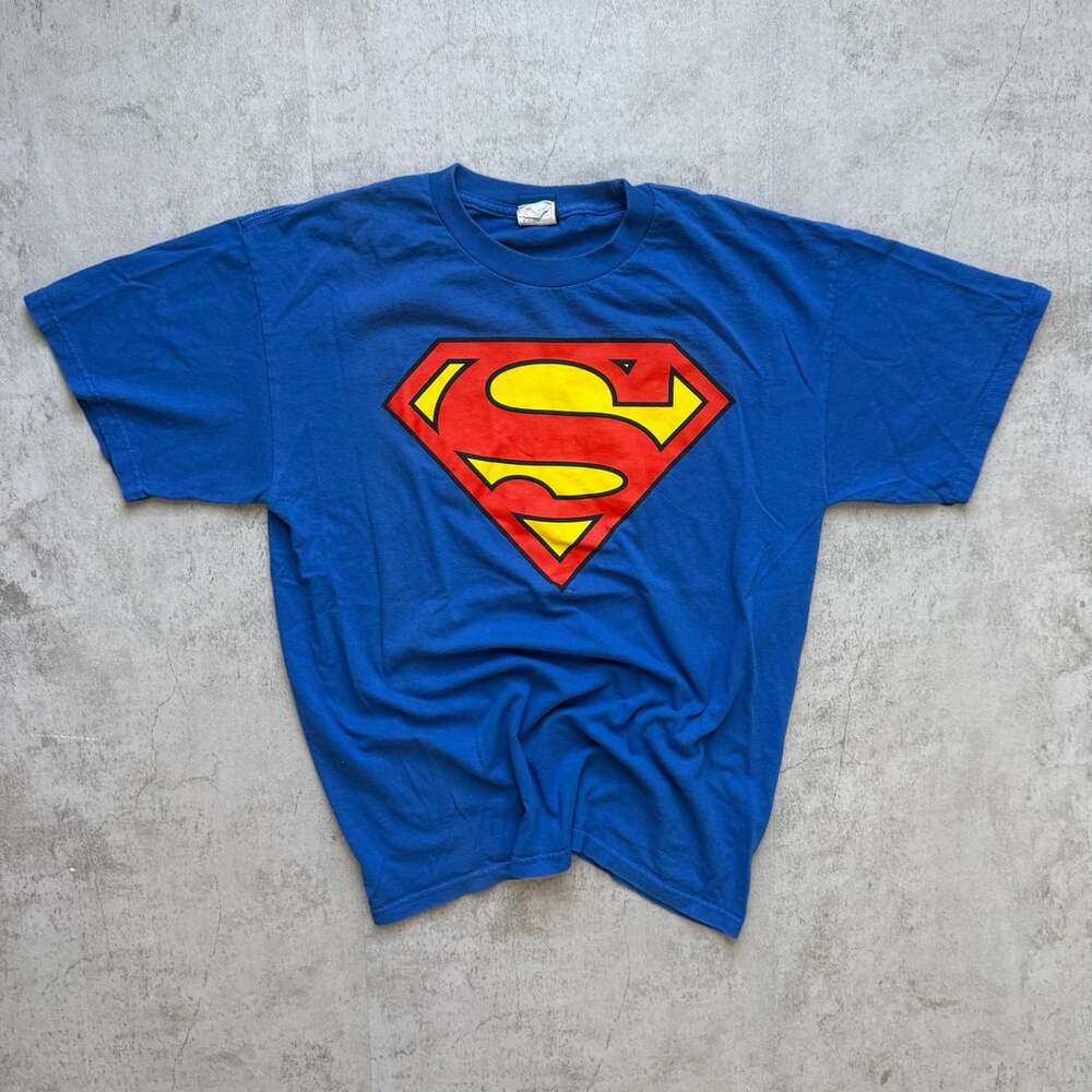 Vintage DC Comics Superman T-Shirt Blue Logo Graphic